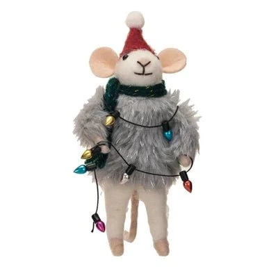 Mouse in Faux Fur Sweater Ornament - Image 3