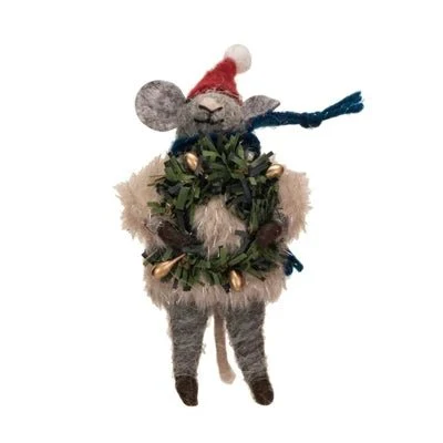 Mouse in Faux Fur Sweater Ornament - Image 4