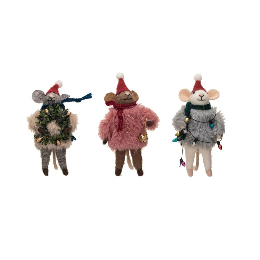Mouse in Faux Fur Sweater Ornament - Image 5