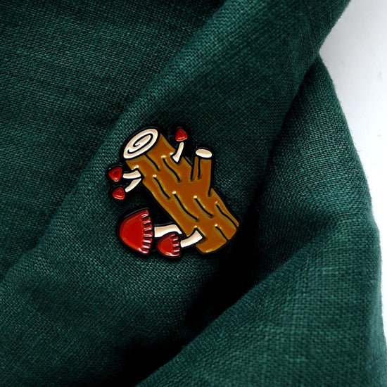 Mushroom Log Enamel Pin - Image 3
