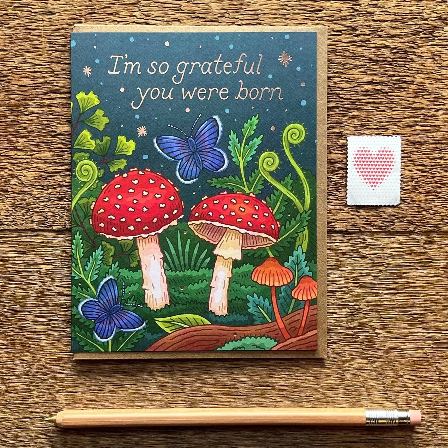 Mushrooms Grateful Birthday Card - Image 2