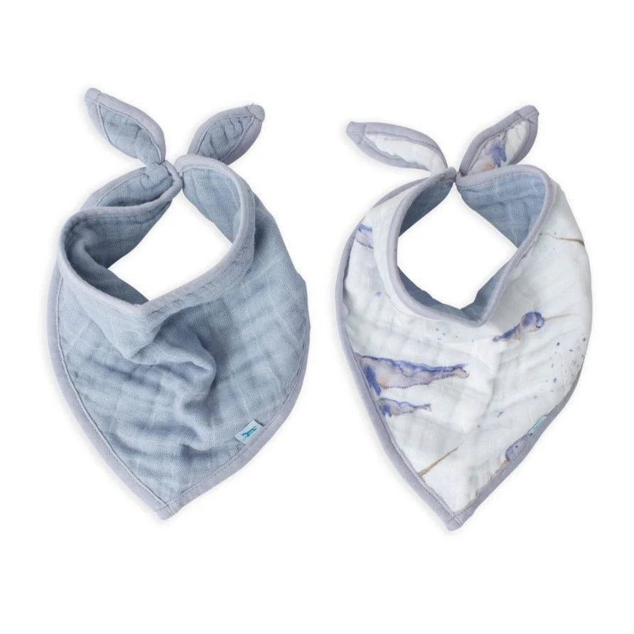 Cotton Muslin Bandana Bib Set of 2: Narwhals - Image 2