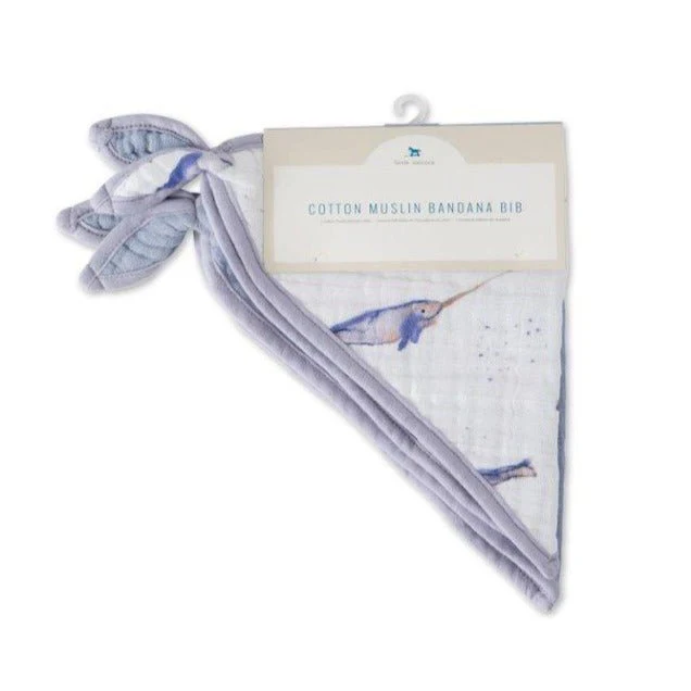 Cotton Muslin Bandana Bib Set of 2: Narwhals - Image 3