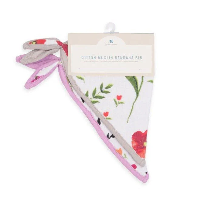 Cotton Muslin Bandana Bib Set of 2: Summer Poppy - Image 3