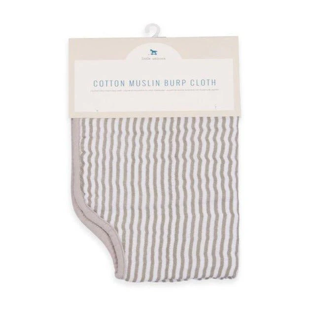 Cotton Muslin Burp Cloth: Grey Stripe - Image 2