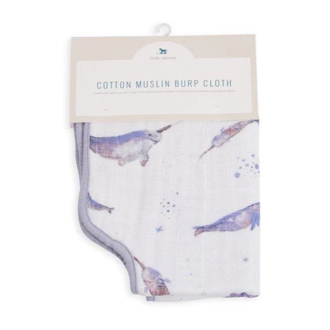 Cotton Muslin Burp Cloth: Narwhals - Image 2