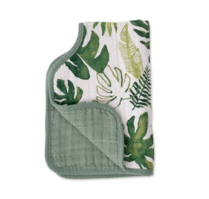Cotton Muslin Burp Cloth: Tropical Leaf - Image 2