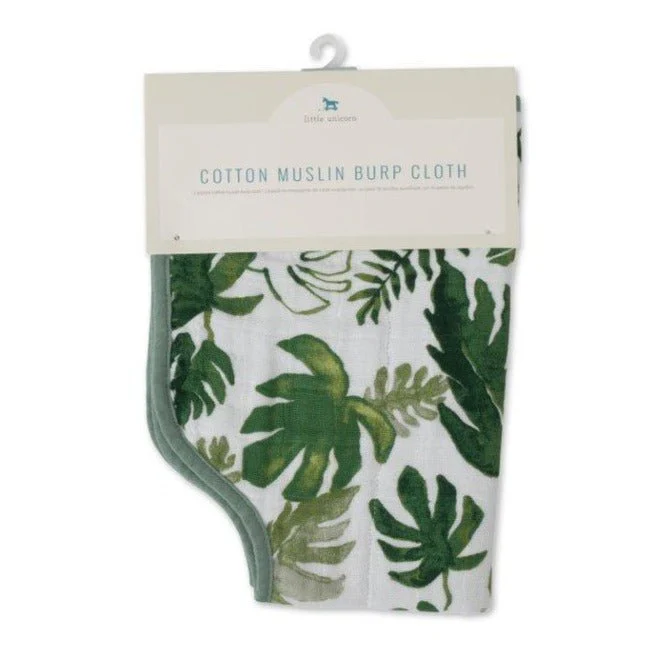Cotton Muslin Burp Cloth: Tropical Leaf - Image 3