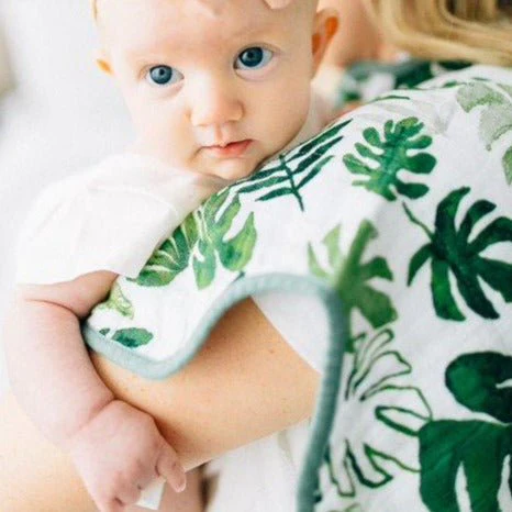 Cotton Muslin Burp Cloth: Tropical Leaf - Image 4