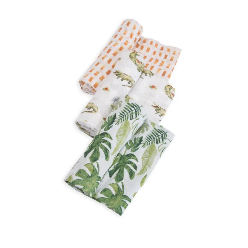Cotton Muslin Swaddle 3 Pack: Gator - Image 2
