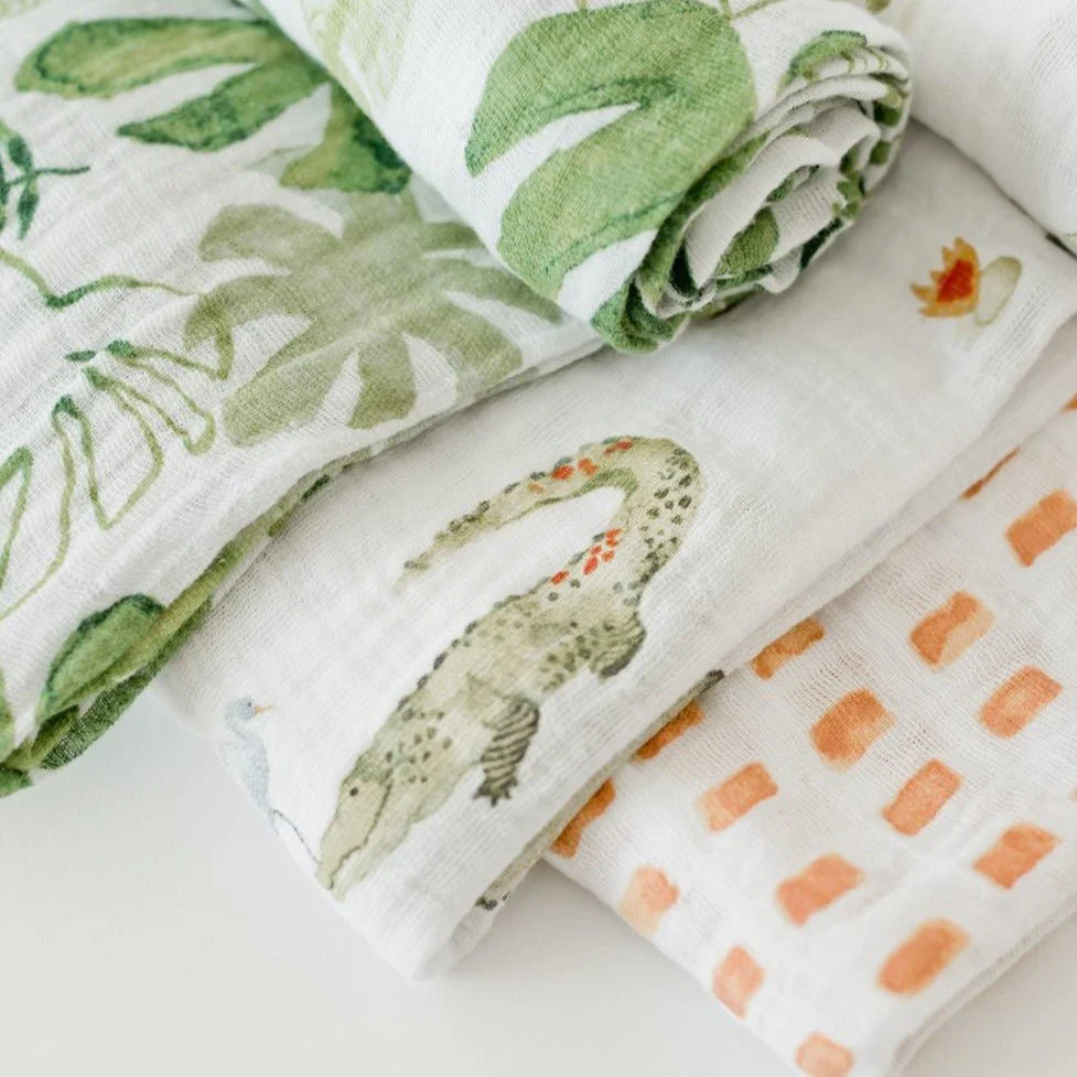Cotton Muslin Swaddle 3 Pack: Gator - Image 4