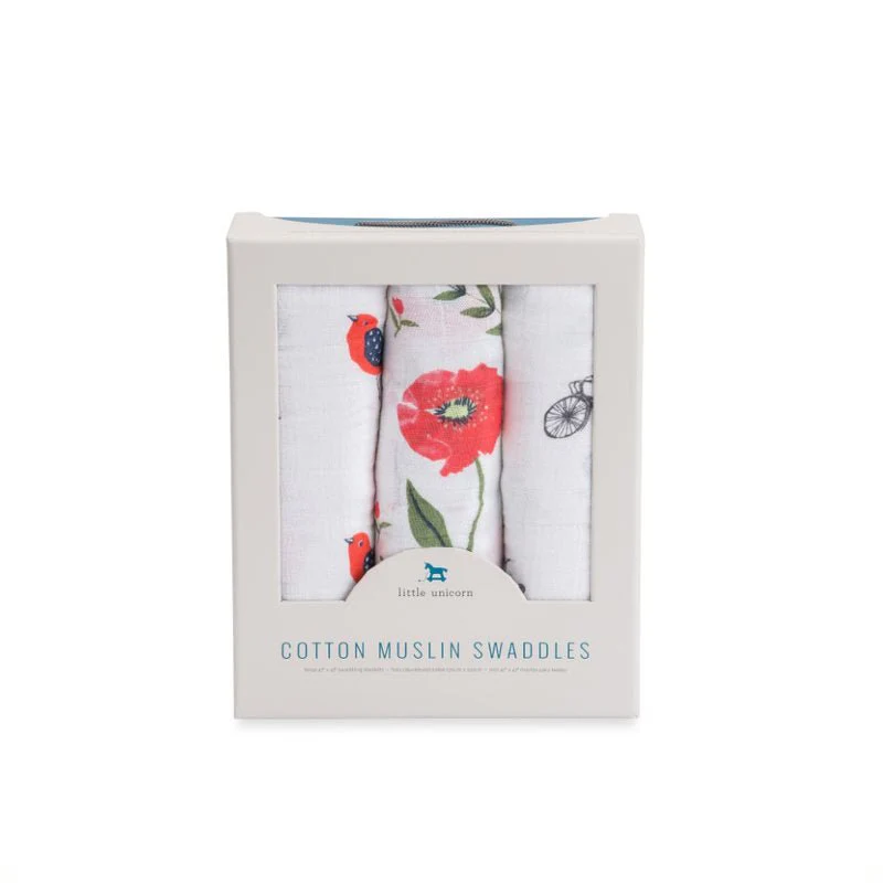 Cotton Muslin Swaddle 3 Pack: Summer Poppy - Image 3