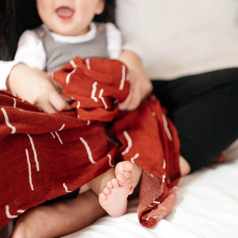 Deluxe Bamboo Muslin Swaddle: Baked Clay - Image 3