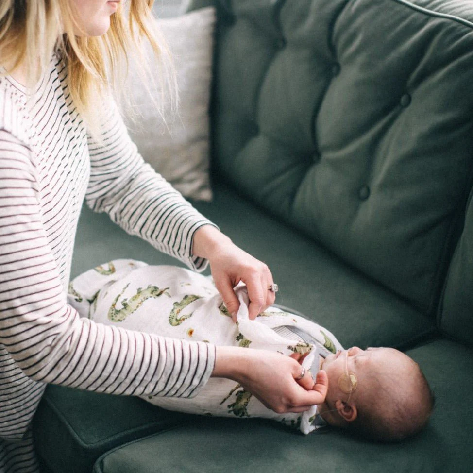 Cotton Muslin Swaddle: Gators - Image 3