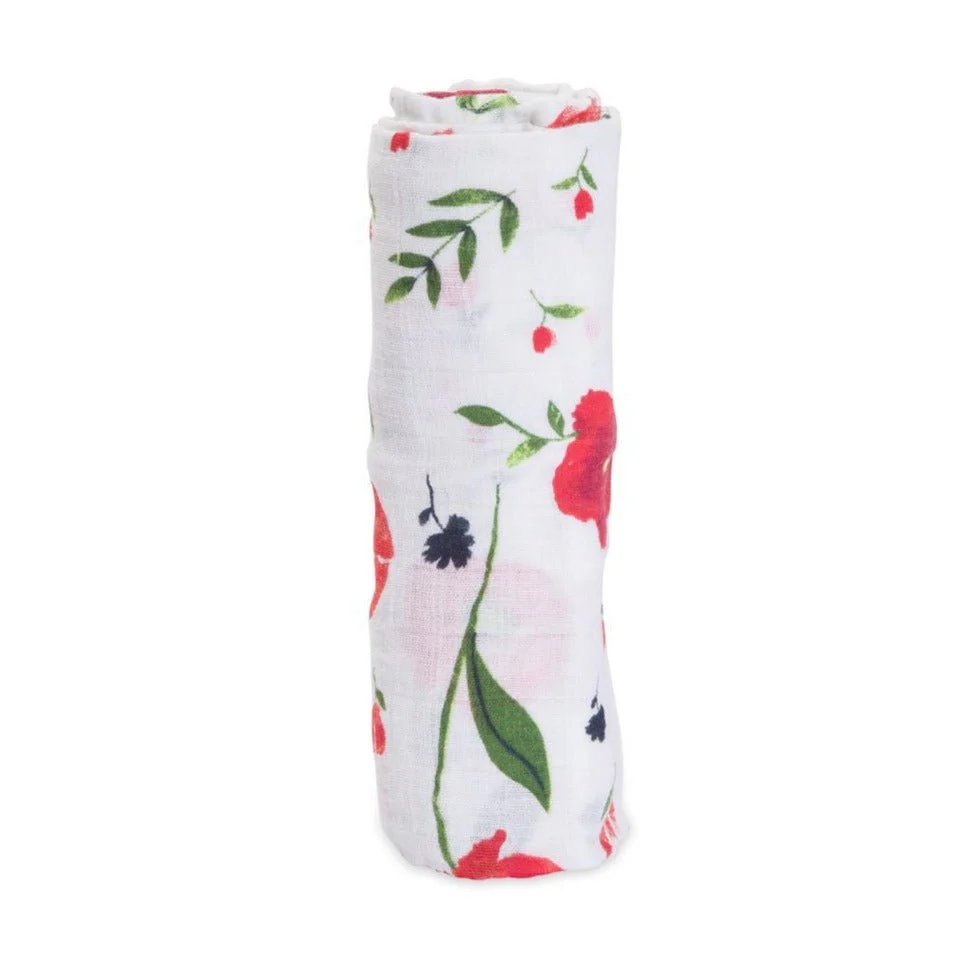 Cotton Muslin Swaddle: Summer Poppy - Image 2
