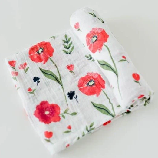 Cotton Muslin Swaddle: Summer Poppy - Image 3