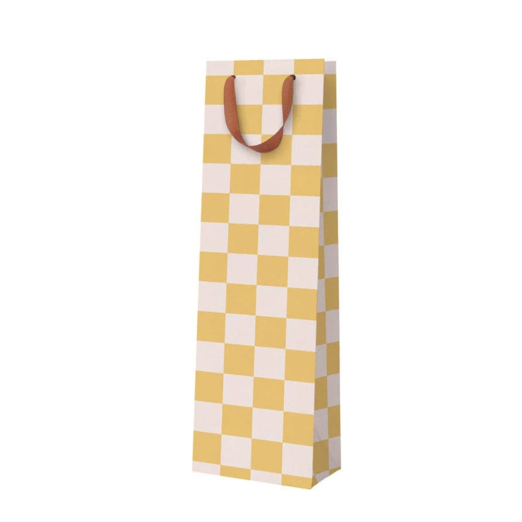 Mustard Checkerboard Bottle Bag