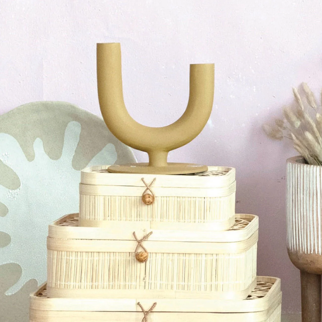 Mustard Metal Double Taper Holder - Image 2