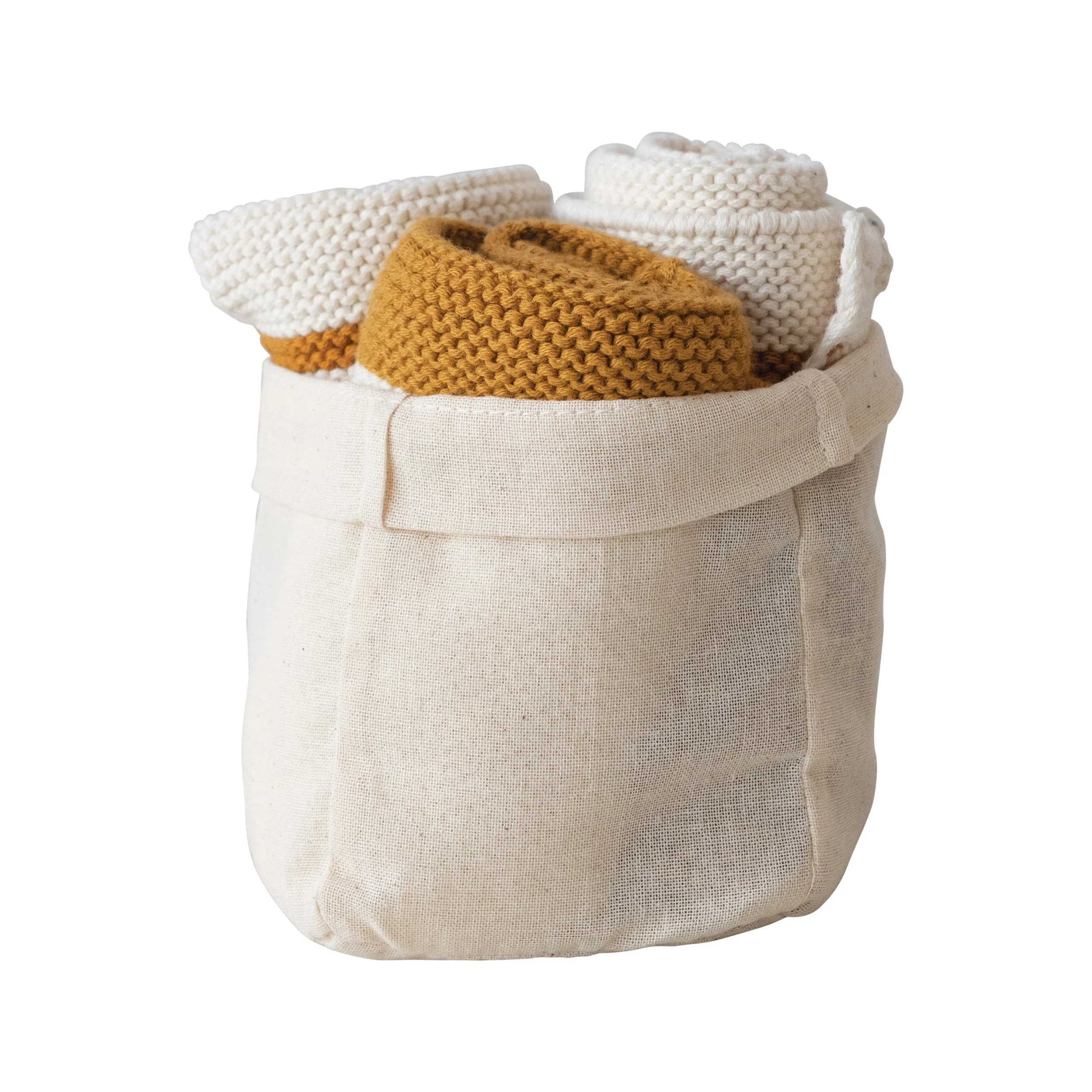 Mustard Striped Knit Dish Cloth Set - Image 2