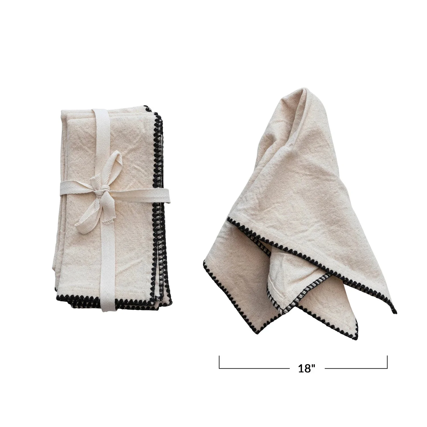 Natural Napkins w/ Black Edge Stitching - Image 3