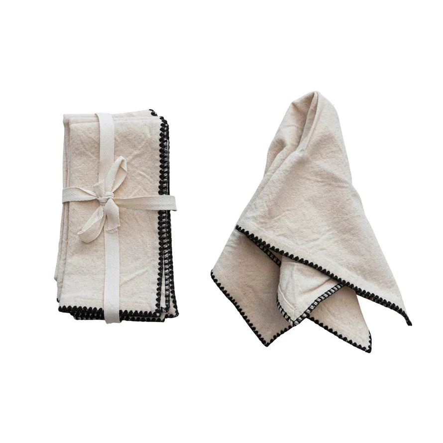 Natural Napkins w/ Black Edge Stitching - Image 4
