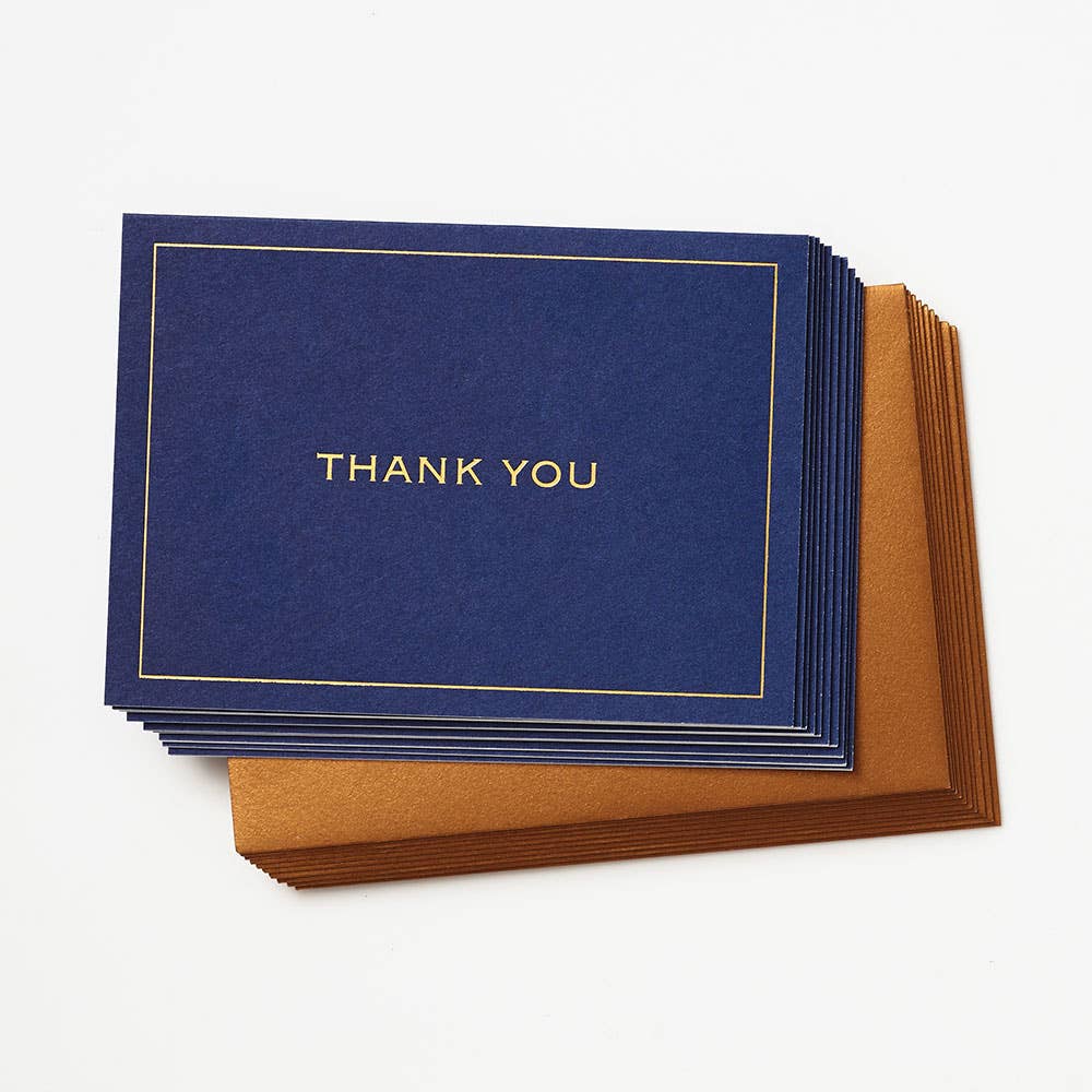 Navy With Gold Foil Thank You Cards, Set/10