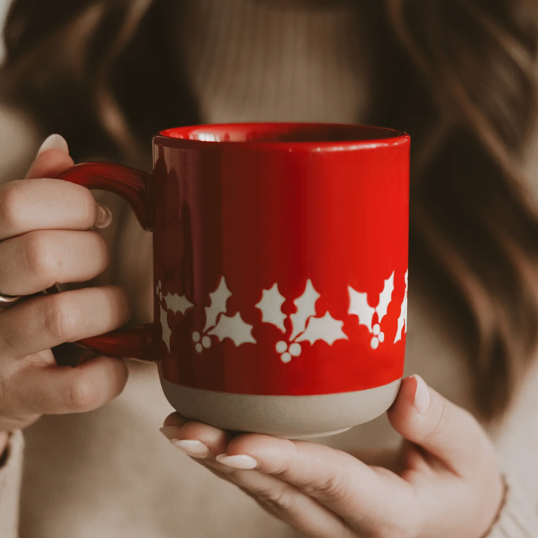 Red Holly Stoneware Mug - Image 2