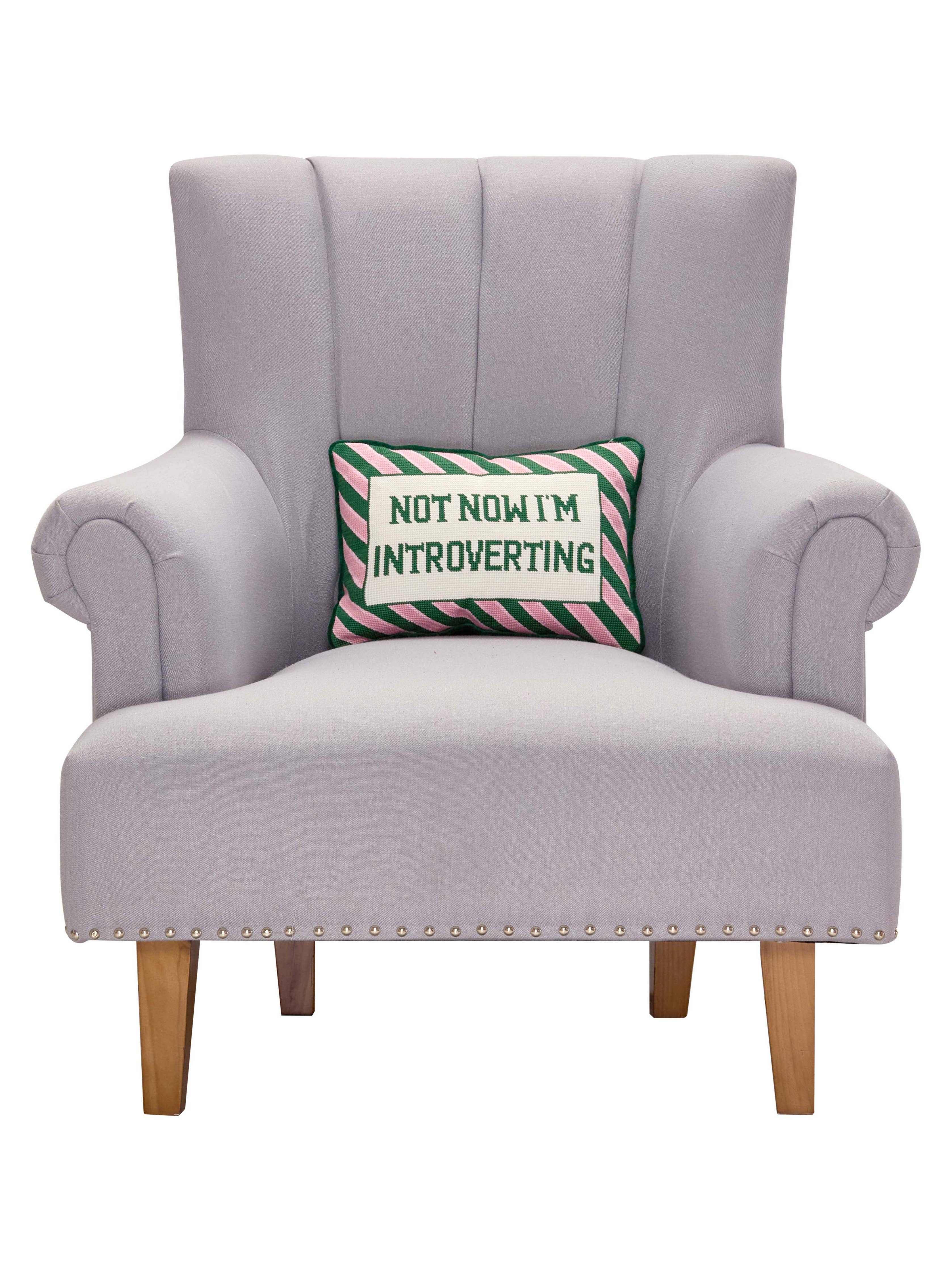 Not Now I'm Introverting Embroidered Pillow - Image 2