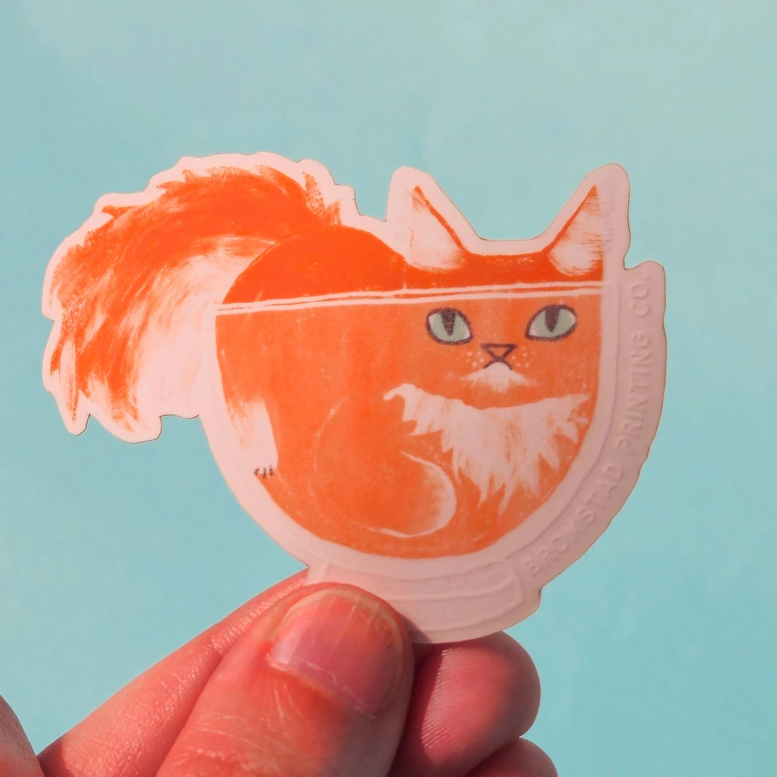 Orange Cat in a Bowl Sticker - Image 3