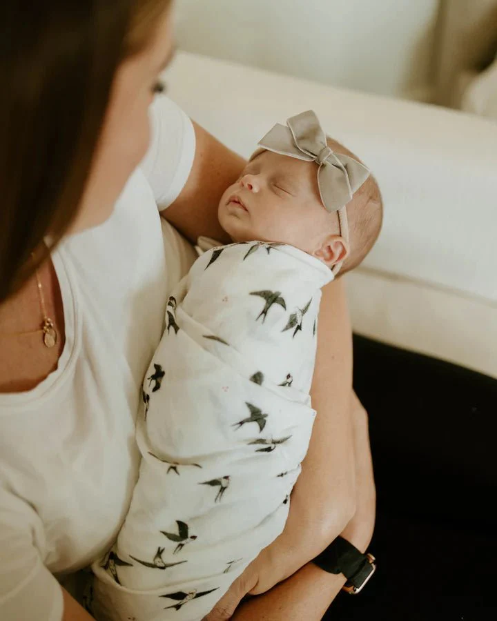 Organic Cotton Muslin Swaddle 2 Pack: Swallows - Image 3