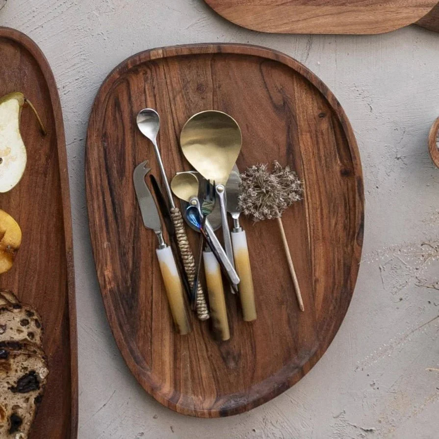 Organic Shape Acacia Wood Tray - Image 4