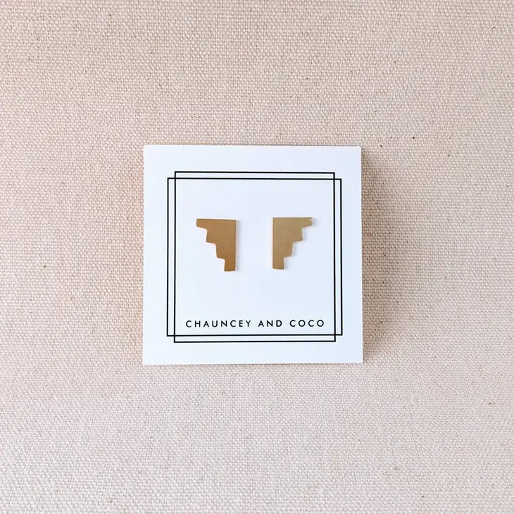 Over the Edge Brass Stud Earrings - Image 2