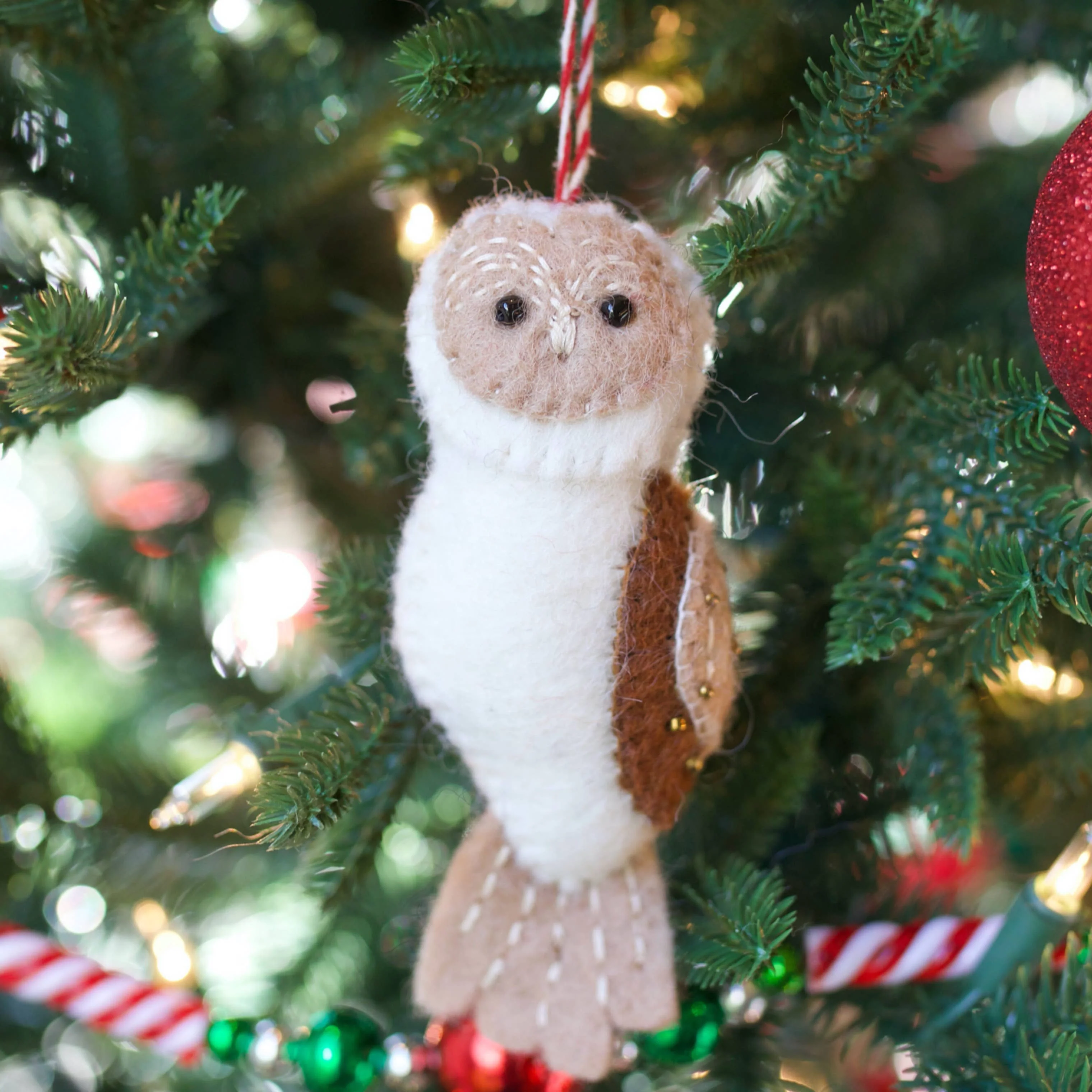 Owl Felt Wool Ornament - Image 2