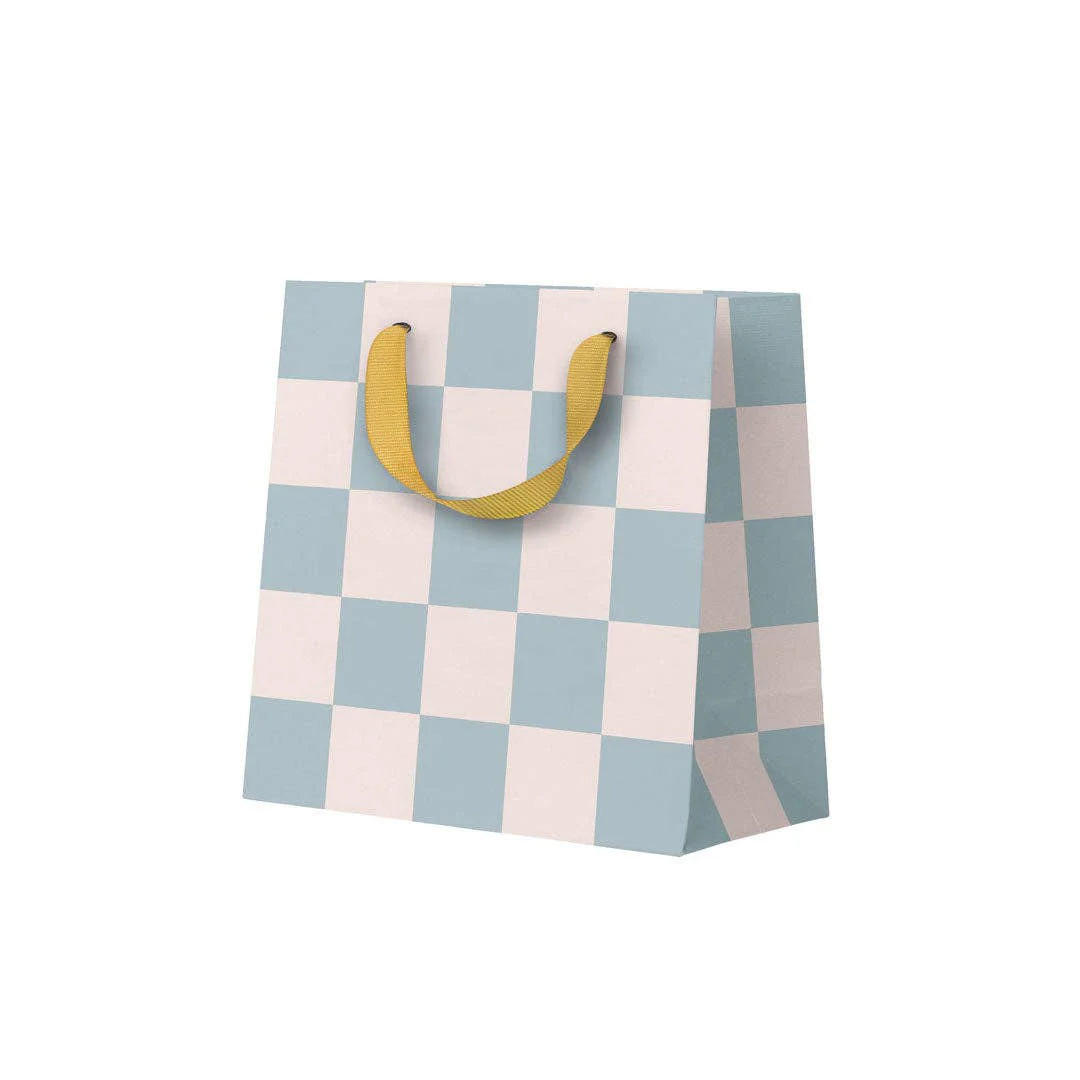 Pale Blue Checkerboard Gift Bag