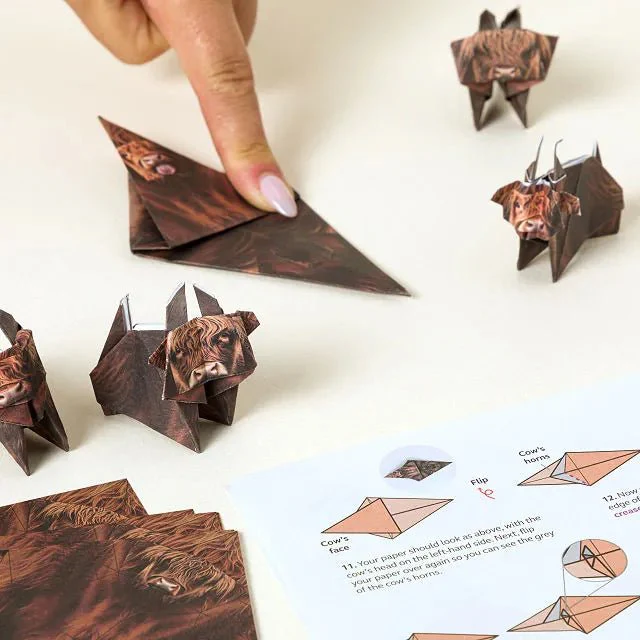 Paper Highland Cows Origami Kit - Image 3