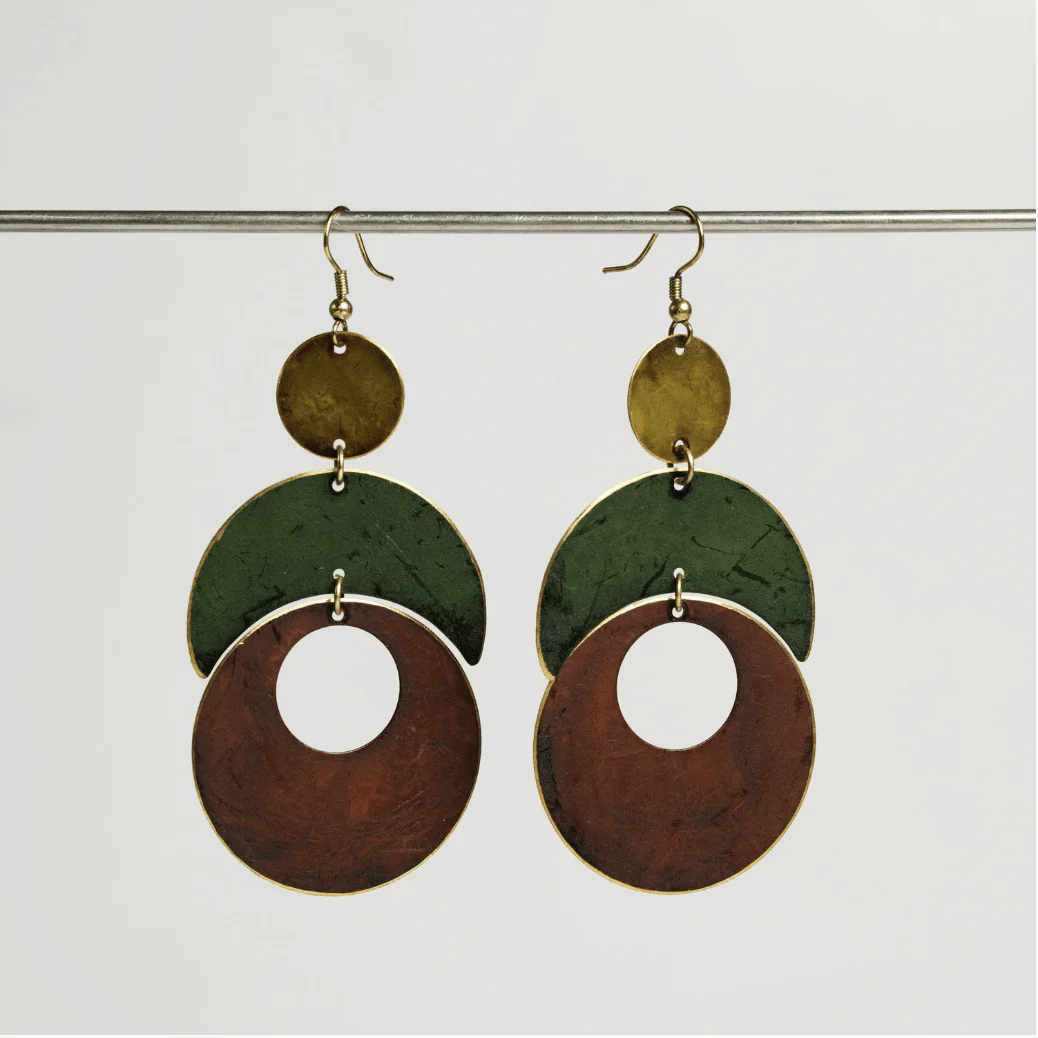 Milo Patina Earrings: Olive Collection - Image 2