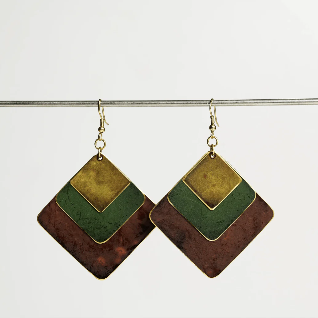 Milo Patina Earrings: Olive Collection - Image 4