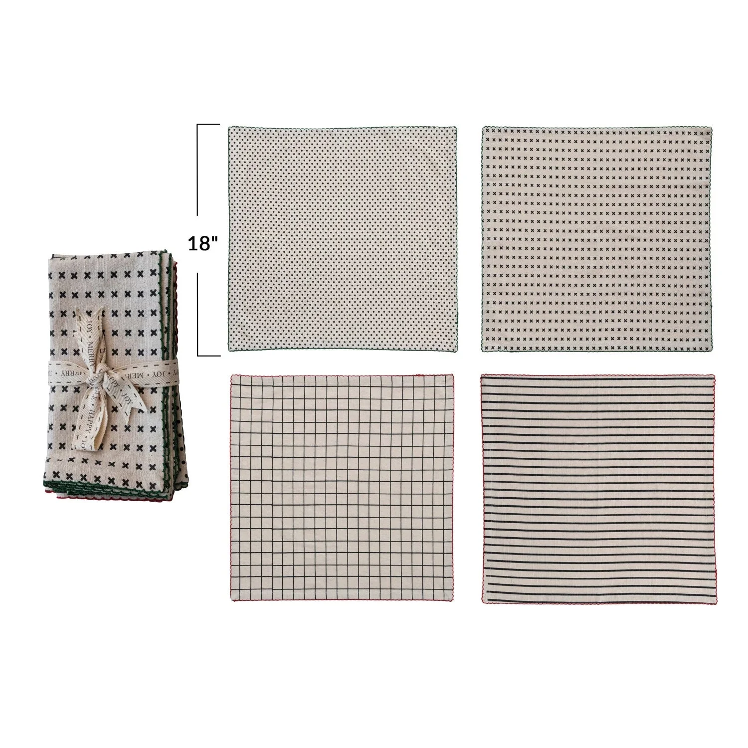 Pattern Napkins w/ Red and Green Edge - Image 3
