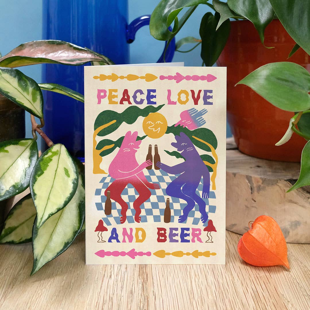 Peace, Love & Beer Greeting Card - Image 3