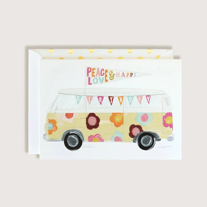 VW Peace & Love Birthday Card
