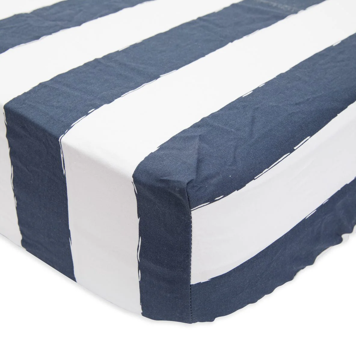 Cotton Percale Crib Sheet: Navy Stripe - Image 2