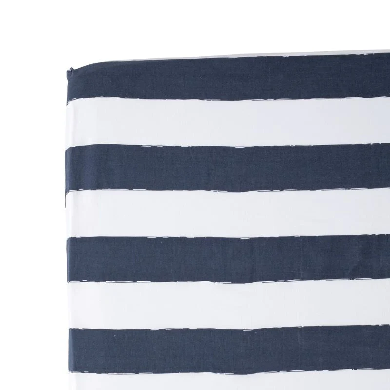 Cotton Percale Crib Sheet: Navy Stripe - Image 3