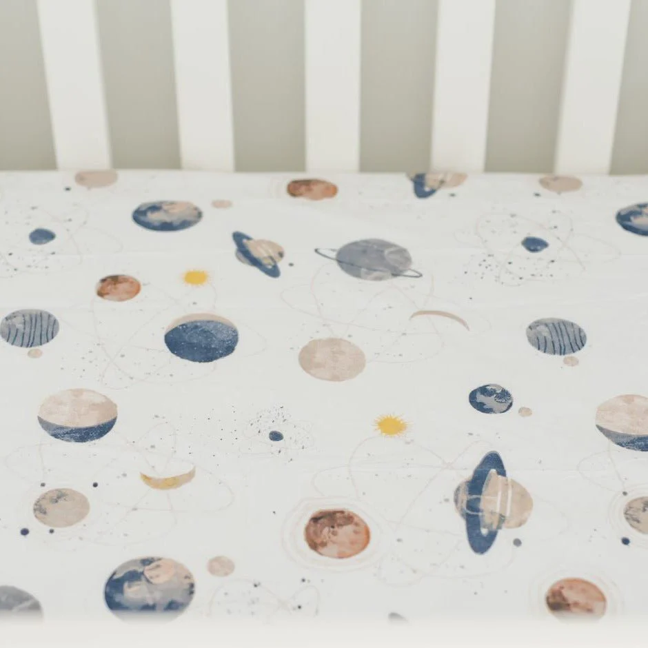 Cotton Percale Crib Sheet: Planetary - Image 6