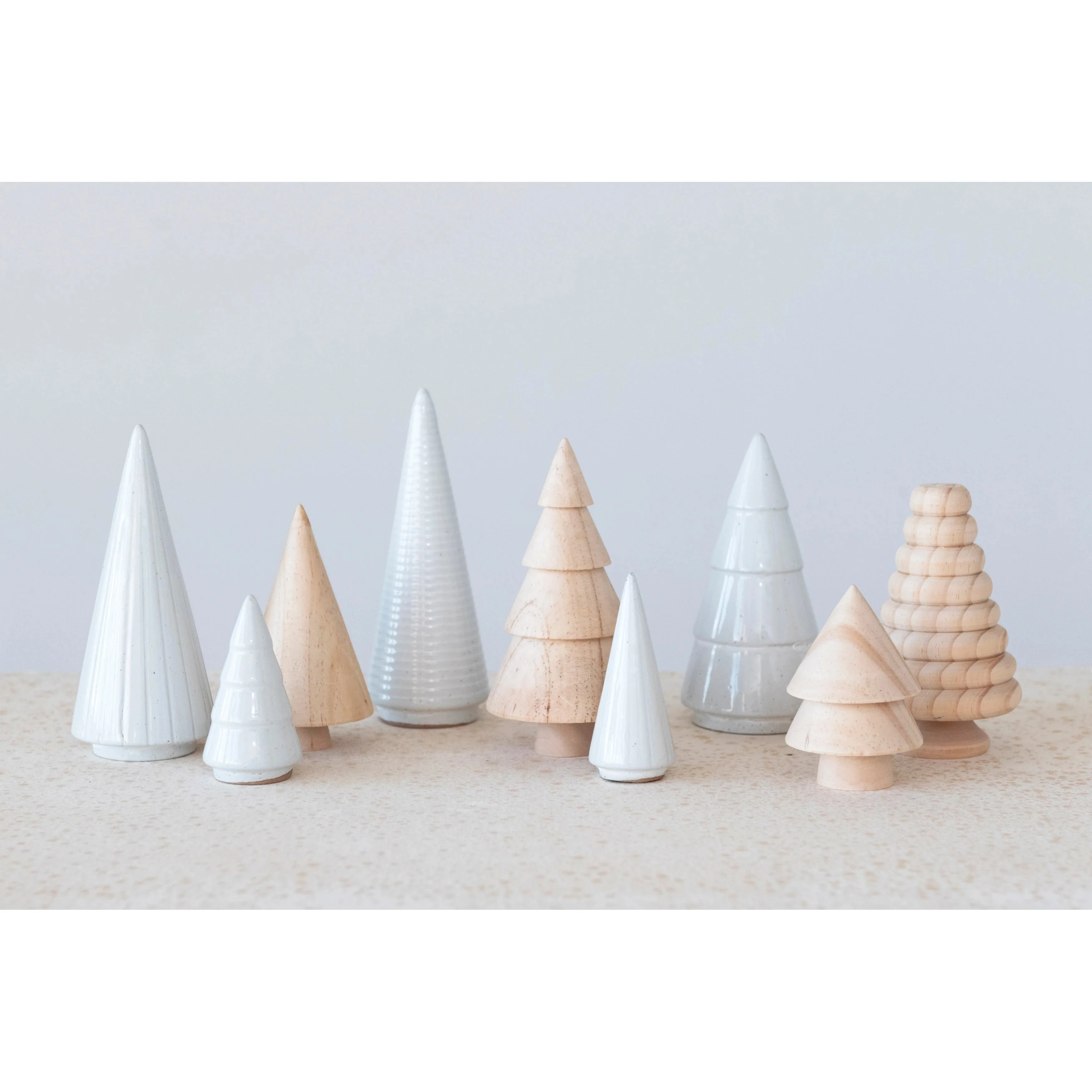 Pine Wood and Stoneware Trees, Set of 9 - Image 2