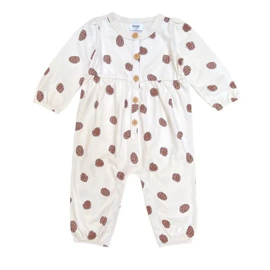 Pinecone Gathered Button Romper - Image 2