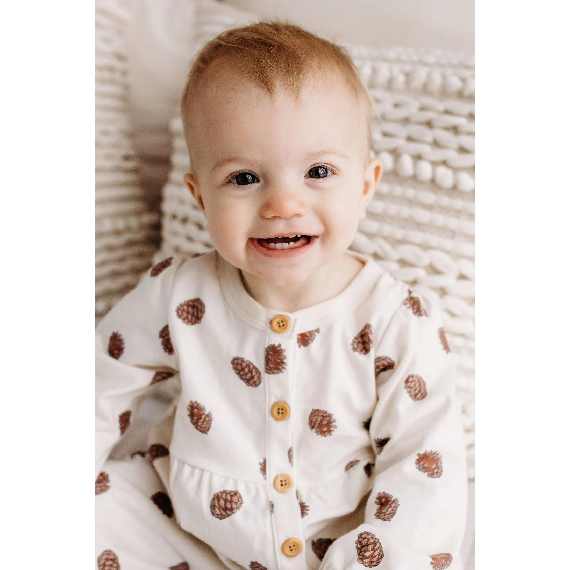 Pinecone Gathered Button Romper - Image 3