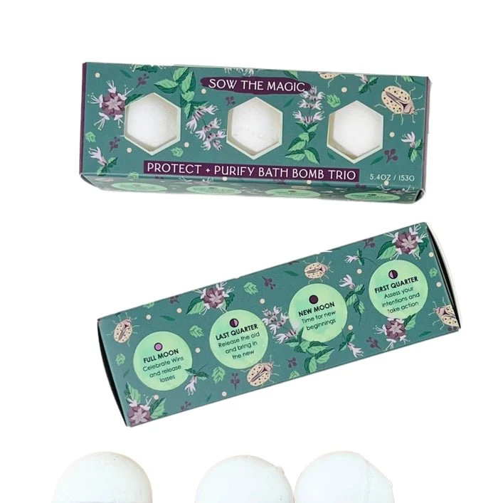 Protection Holy Basil + Lavender Moon Phase Bath Bomb Trio - Image 2