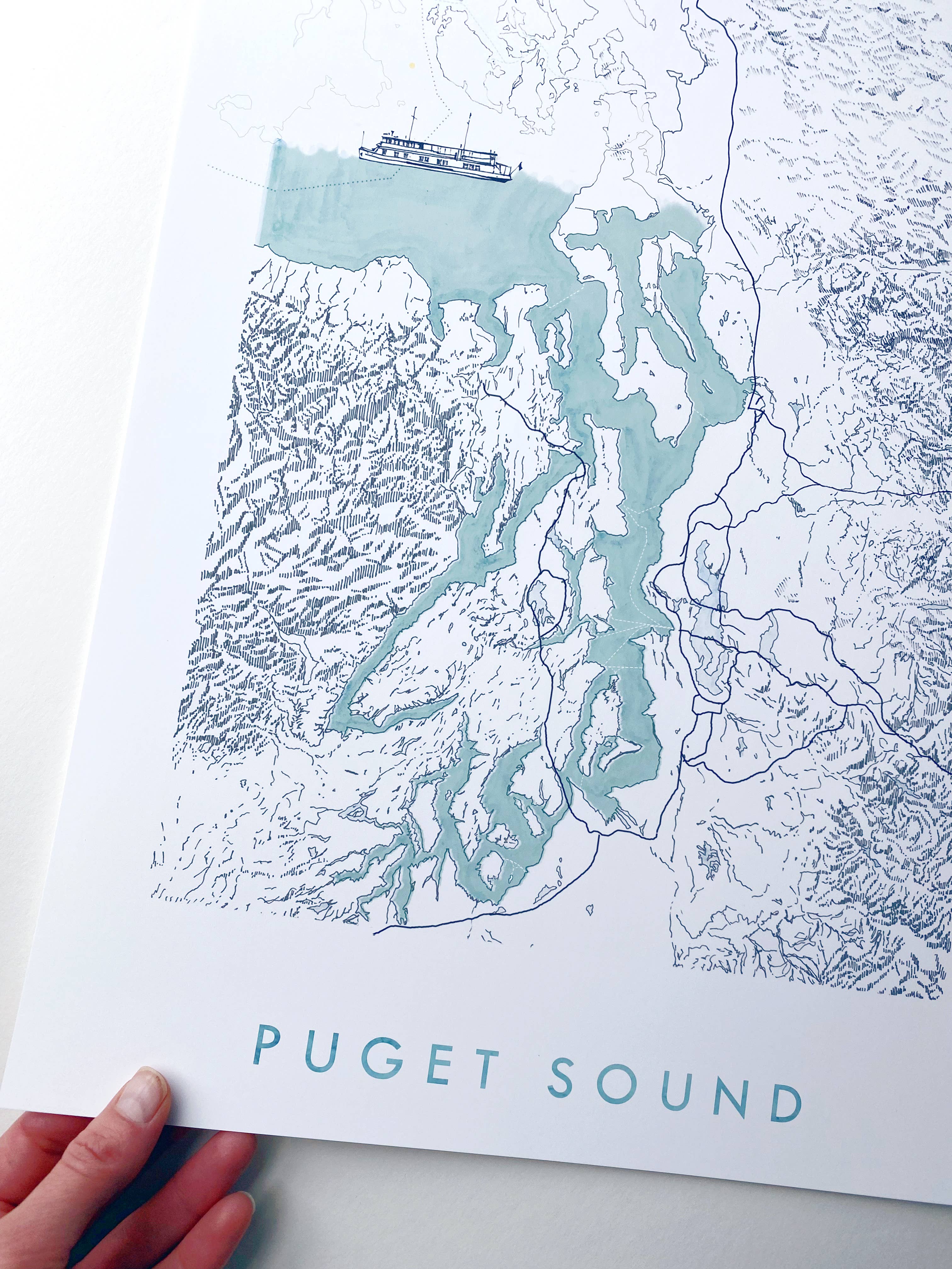 Puget Sound Topo Map Print - Image 2