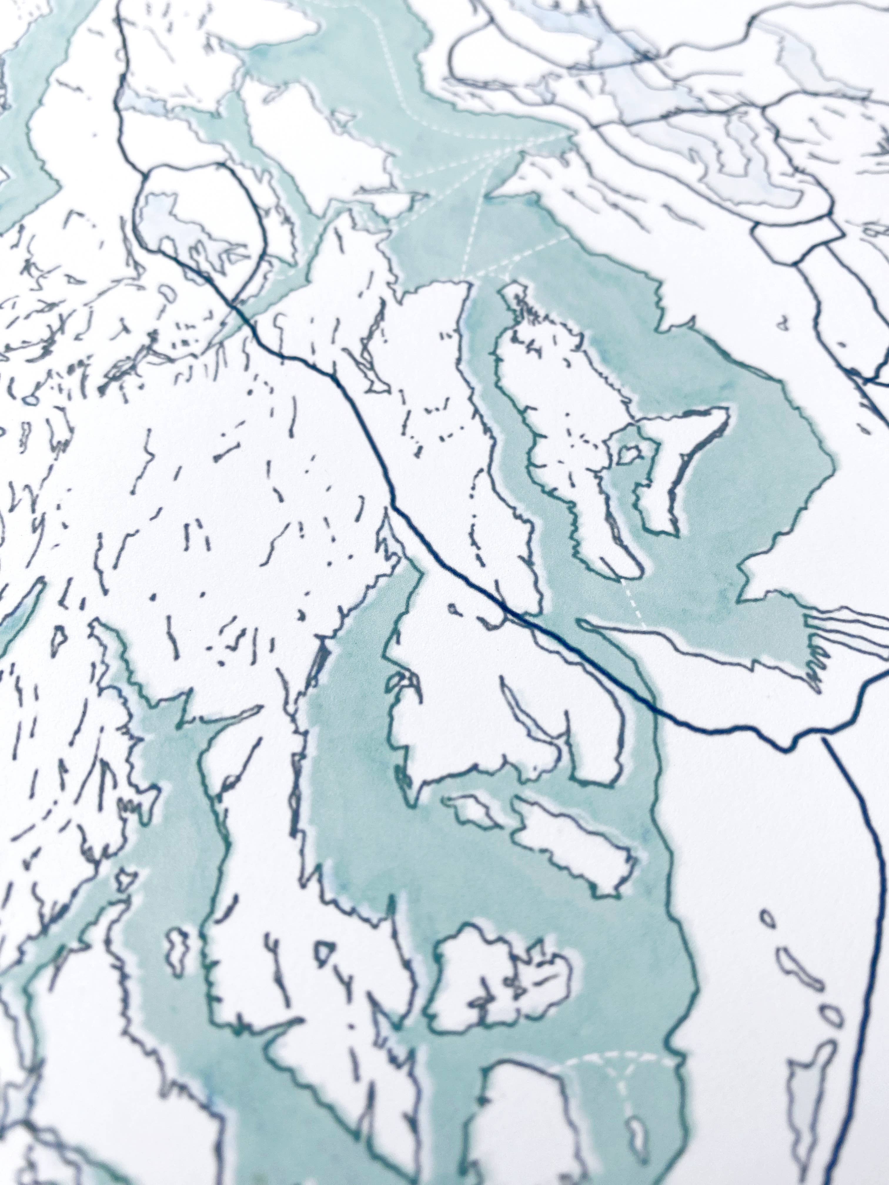 Puget Sound Topo Map Print - Image 4