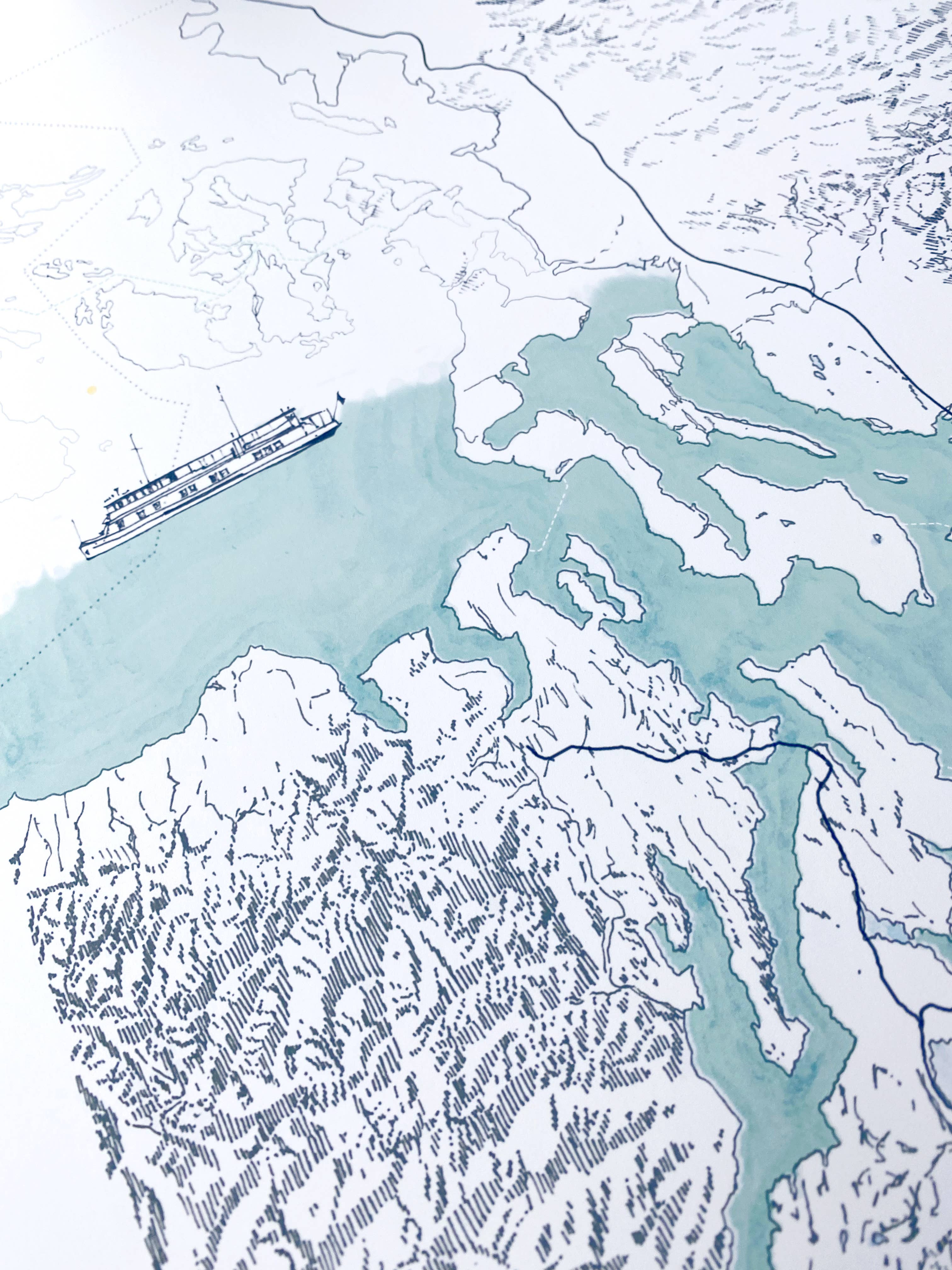 Puget Sound Topo Map Print - Image 7